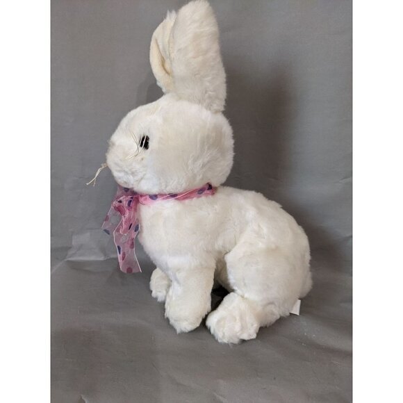applause bunny rabbit plush sitting pink ribbon b bow 10"  soft white cream - Picture 9 of 10